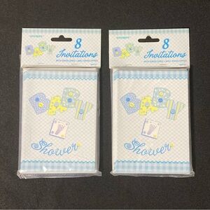 ⭐️ Unique Industries Blue Baby Shower Invitations And Envelopes Set of 16